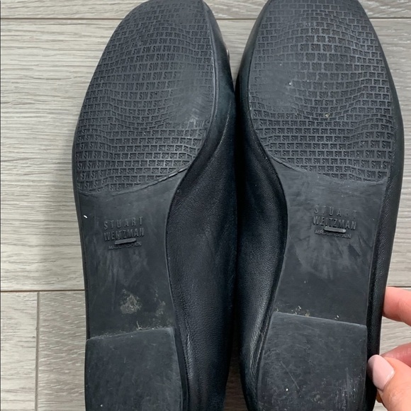 Stuart Weitzman French Horn Black Leather Flat Shoes - Picture 7 of 10